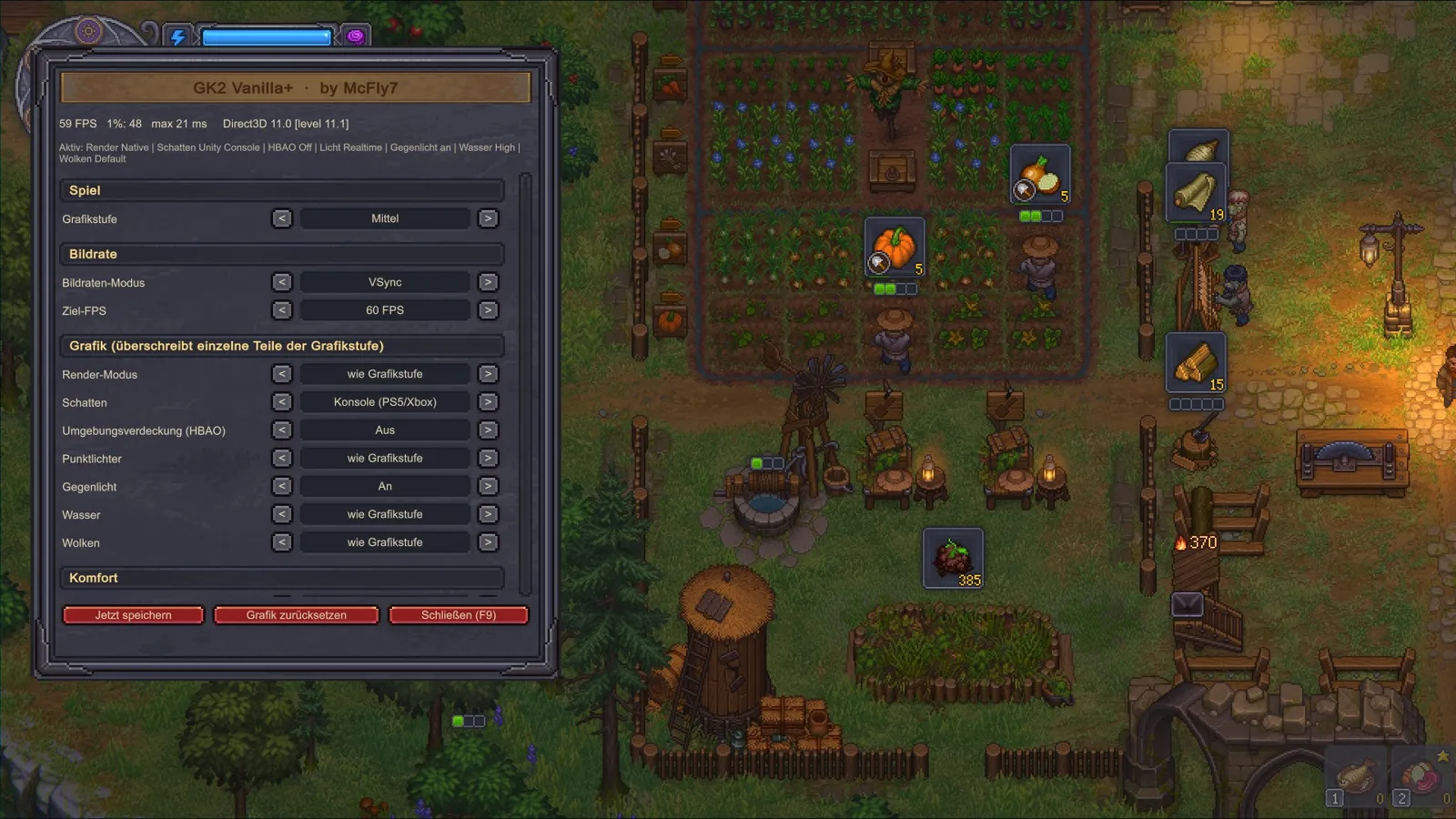 Das Mod-Menü von GK2 Vanilla+